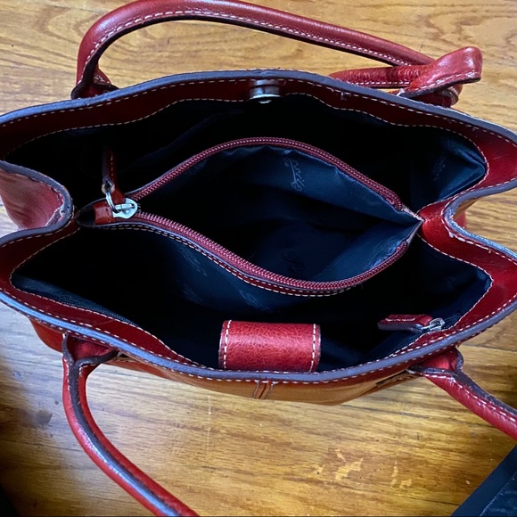 Fossil Leather Tote Handbag Red Medium - Picture 4 of 10